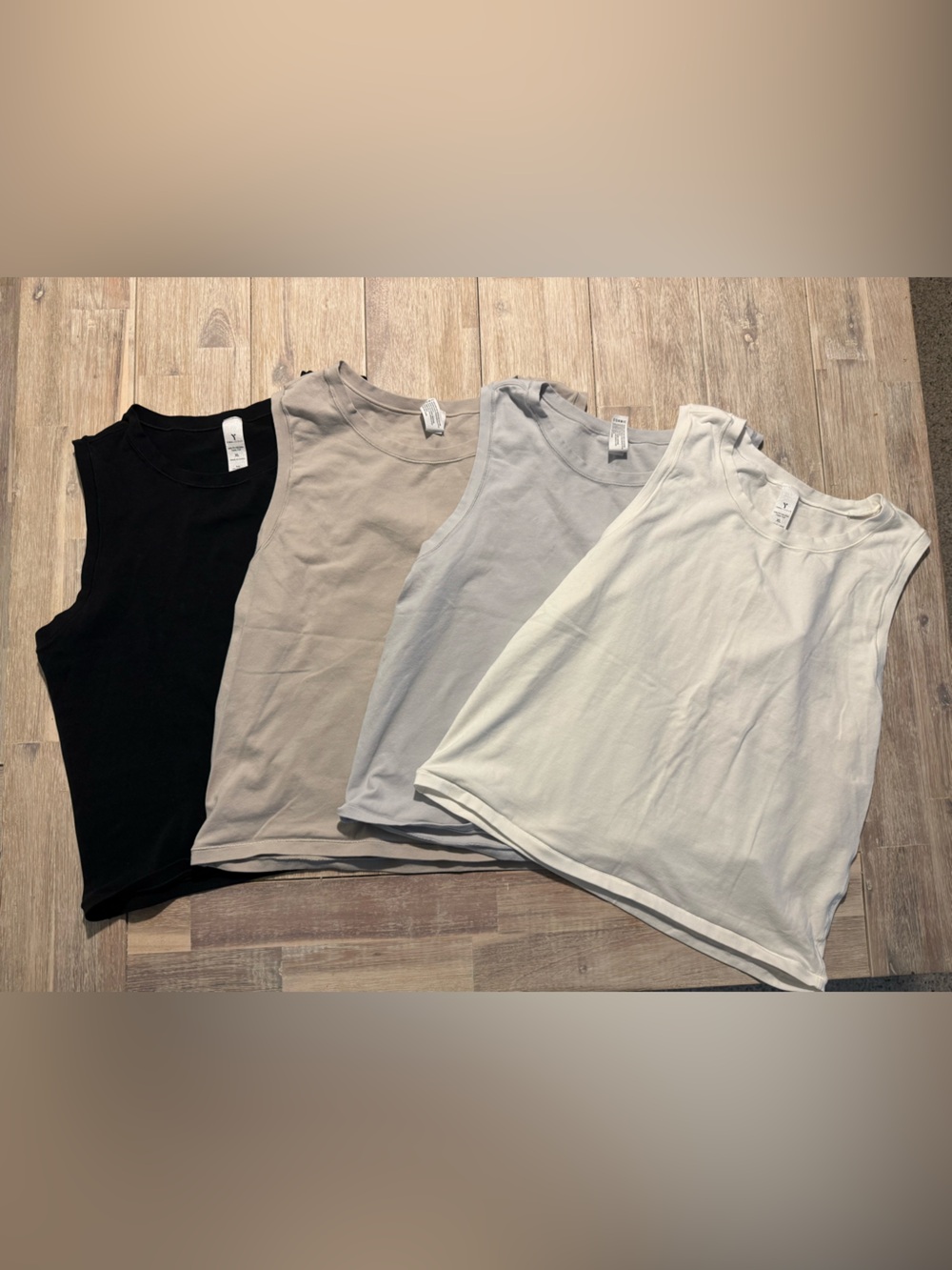 Yogalicious Sleeveless Muscle Tank Set of 4  - Black, Taupe, Light Gray, White